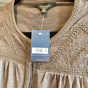 NWT Lucky Brand Women’s Top Blouse Embroidered Boho 3/4 Sleeve